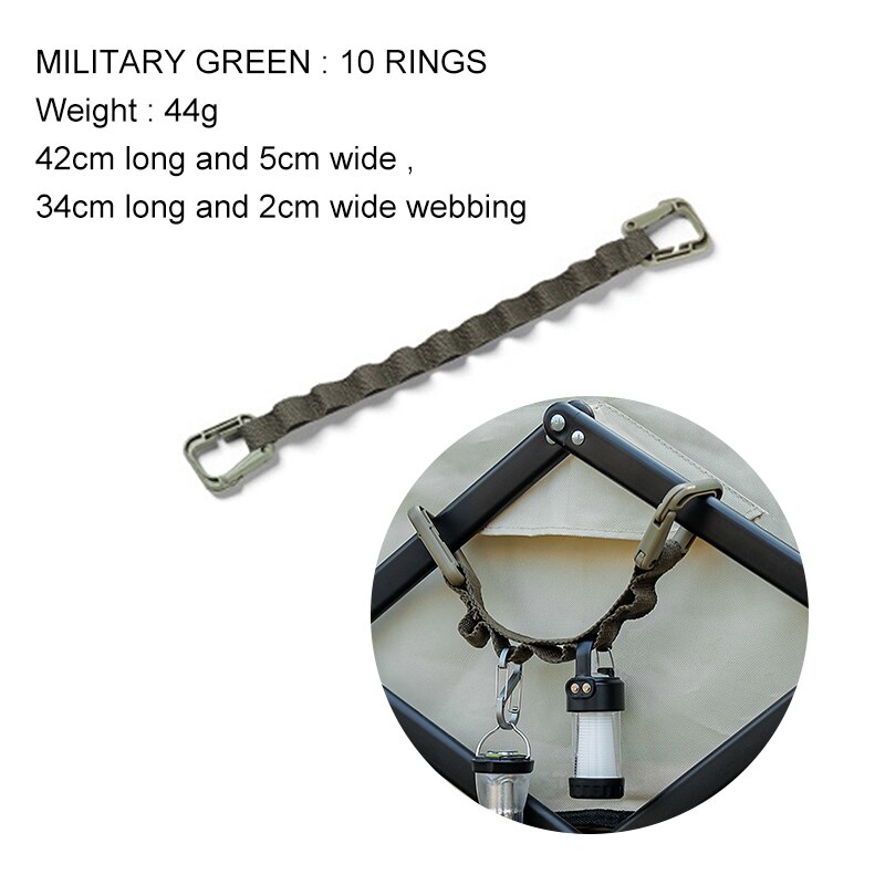 2/5m Outdoor Lanyard Adjustable Tent Rope Multifunction Garden Storage Strap Clothesline Supplies Tent Pegs Canopy Hanging Cord: ArmyGreen 10 Ring