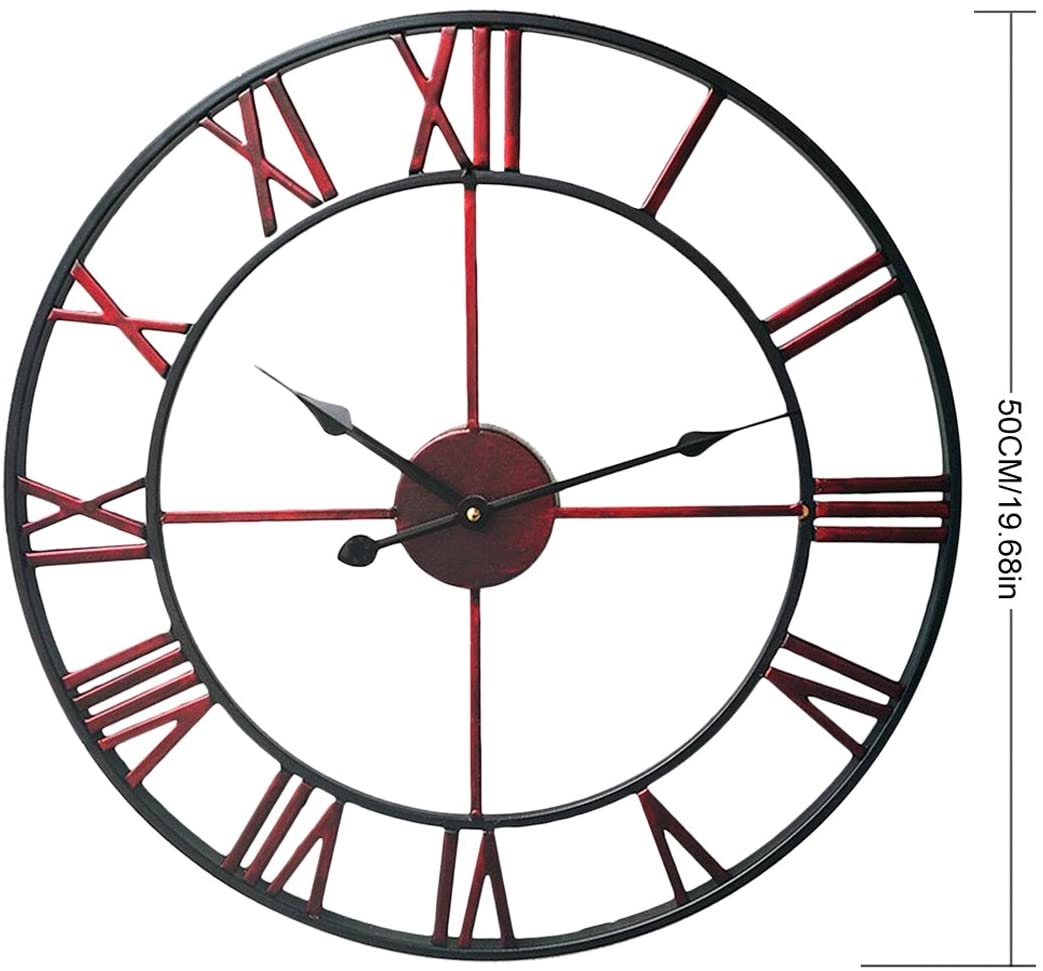 Large 47CM Classic Vintage look Cast Iron Wrought Garden Wall Mounted Clock