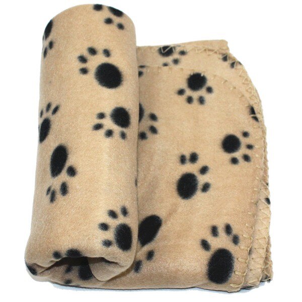 Mascota pezuña de gato y perro de lana con dibujo manta acogedora estera Floral mascota dormir pata imprimir cachorro polar suave manta camas Mat: brown