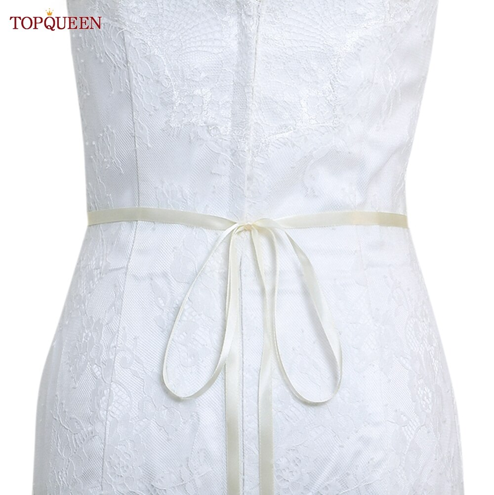 TOPQUEEN-Cinturón de lujo para novia, faja con apliques de diamantes de imitación para vestido de boda, cinturones de joyería, cinturón de Vestido plateado brillante, S437-S: iovry ribbon