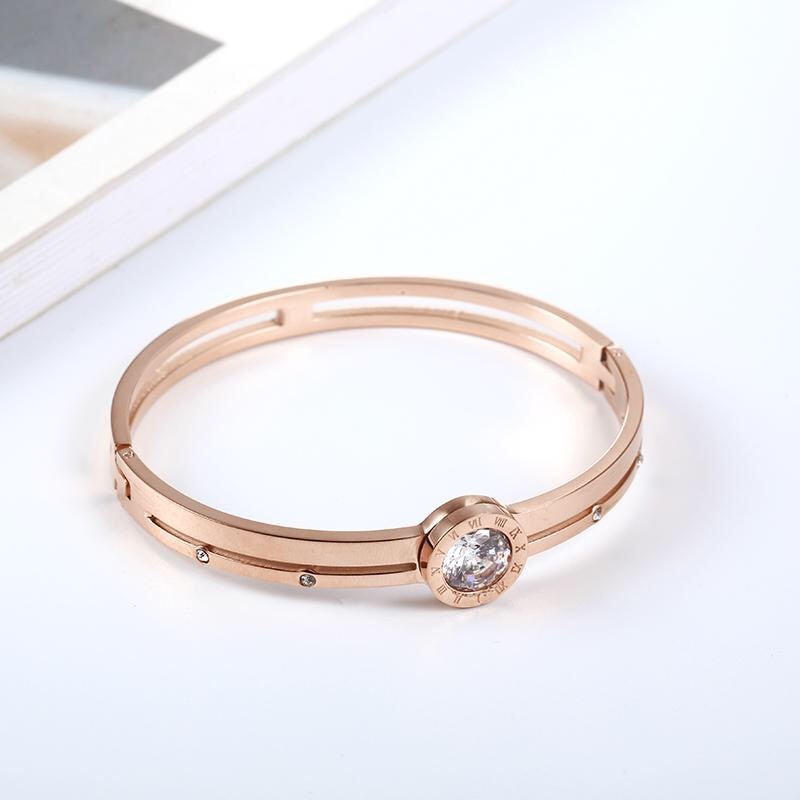 neue Heißer 316 Edelstahl Rose Gold Weibliche Kristalle armreif für Frauen Liebhaber