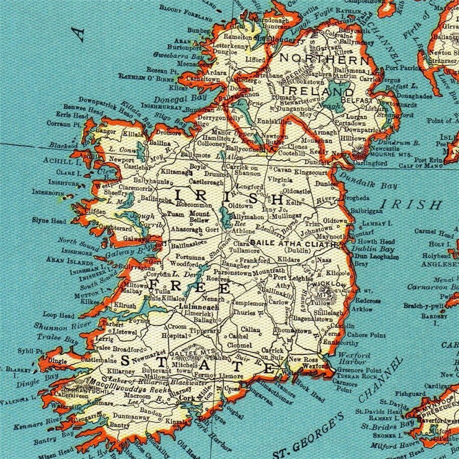Antique United Kingdom Map Vintage British Isles Poster Wall Art Sticker Retro Canvas Print Painting Cafe Bar Pub Home Decor
