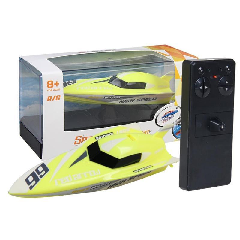 High Speed Remote Control Boat 2.4G 4 Channel Simulation Model Boat Red Yellow 2.4v 80mah Lithium Battery Speedboat Water Toys: B