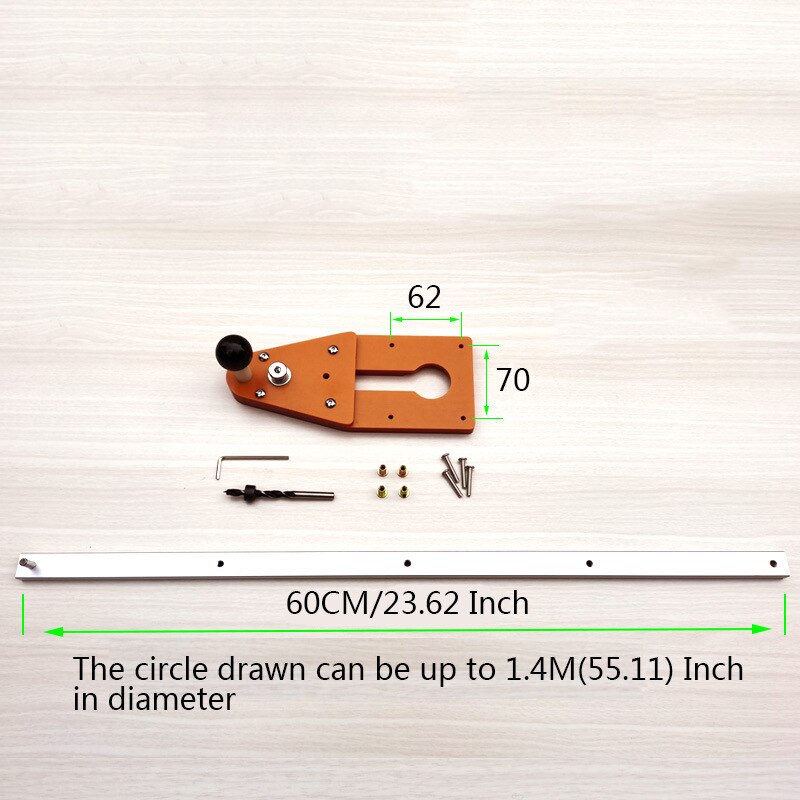 Circle Cutting Jig For Makita Electric Hand Trimmer Wood Router Milling Circle Slotting Trimming Machine Woodworking Tools: Set C 60cm
