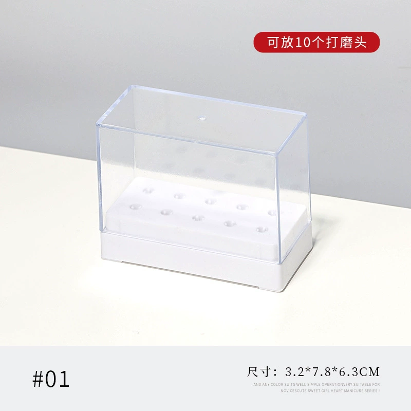 Transparent 48holes Nail Drill Bits Storage Box Empty Clear Box Nail Drill Display Stand Manicure Accessoy Tools: black
