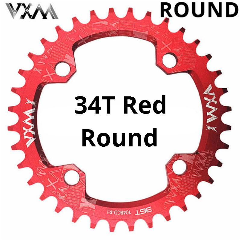 Plato ancho estrecho y ovalado vxm para bicicleta de montaña , 104bcd , 30t 32t 36t 34t 38t piezas de placa dentada, 104bcd .: 34t rondas rojas