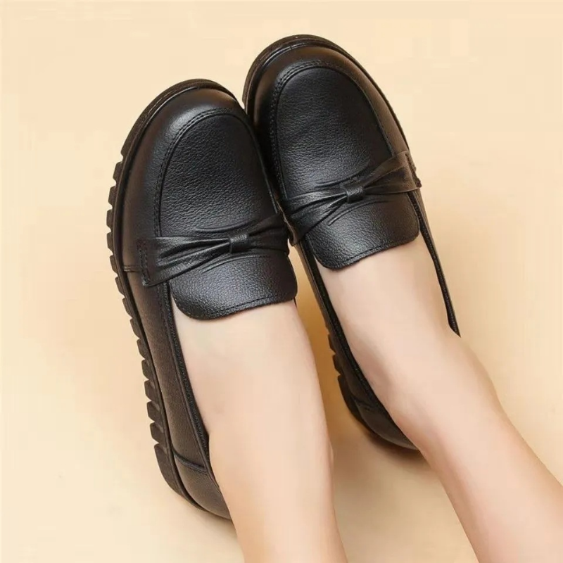 Lente Vrouwen Schoenen Lage Top Ronde Kop Loafers Waterdichte Zachte Lederen Schoenen Effen Kleur Veelzijdige Casual Schoenen Zapatos Mujer