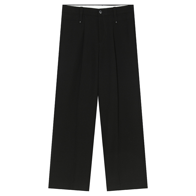 IEFB Men&#39;s Wide Leg Suit Pants Spring Korean Trend Loose Straight Trousers 2022 Medium Waist Casual Long Pants Y9500: Black / S