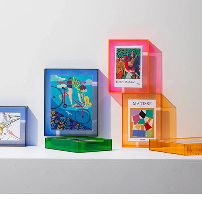 Moldura de foto transparente dupla face acrílica, montagem de pôster suspenso, moldura de parede, decoração criativa de quarto