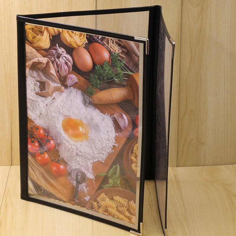 Couverture de Menu de Restaurant transparente, format A4 Style livre café Bar 3 Pages 6 vue 2 pièces