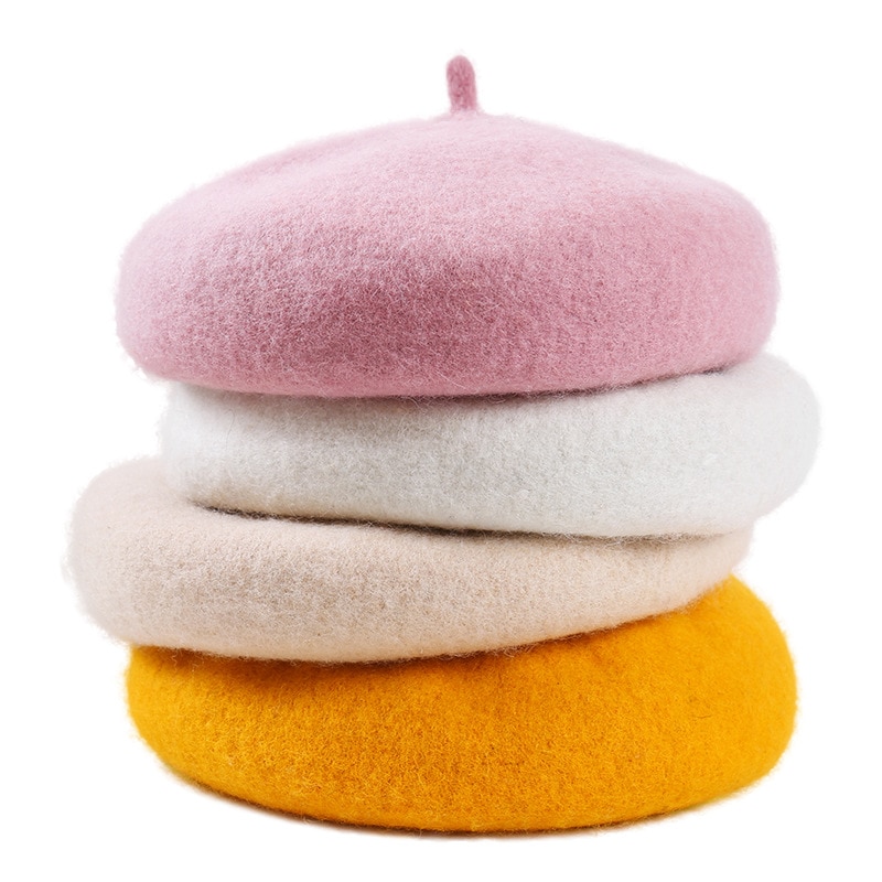 Winter wool beret Women casual streetwear warm beret hat cap Autumn party club female beret beanie