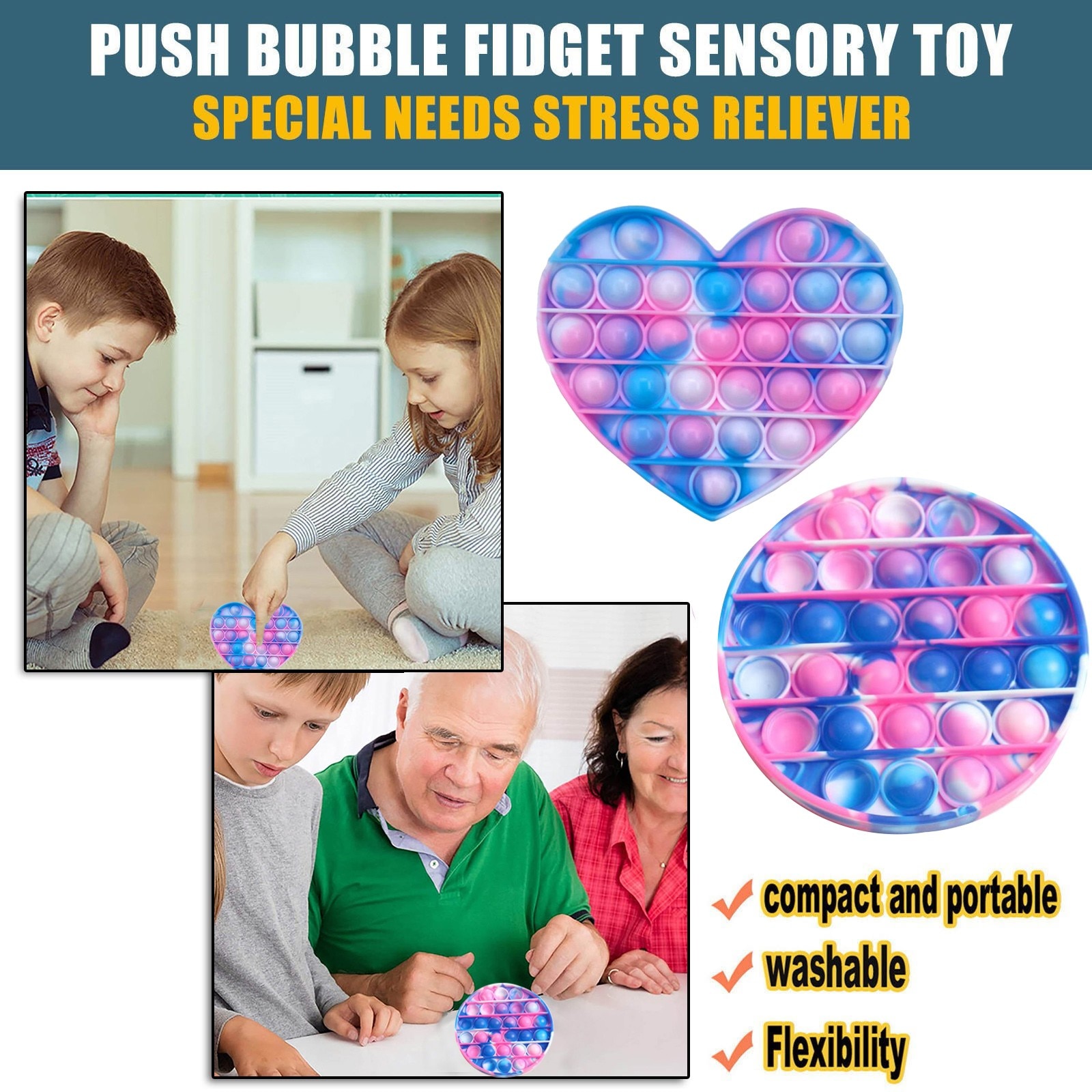 Funny Fidget Toys Simple Dimple Poppit Toy Bubble Sensory Toy For Adult Kids Stress Reliever Autism антистресс шары