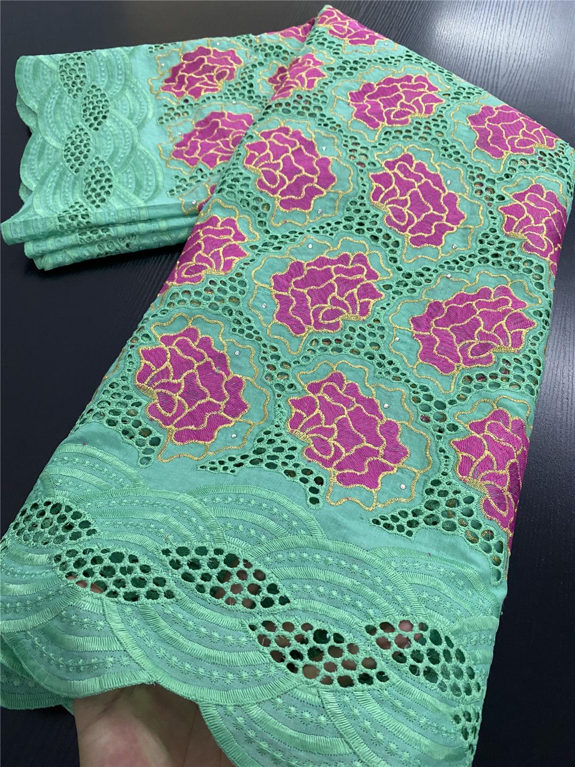 African Dry Lace Fabric Lace Embroidery Nigerian Swiss Voile Lace Cotton Fabrics For Women Sewing YA3434B-7