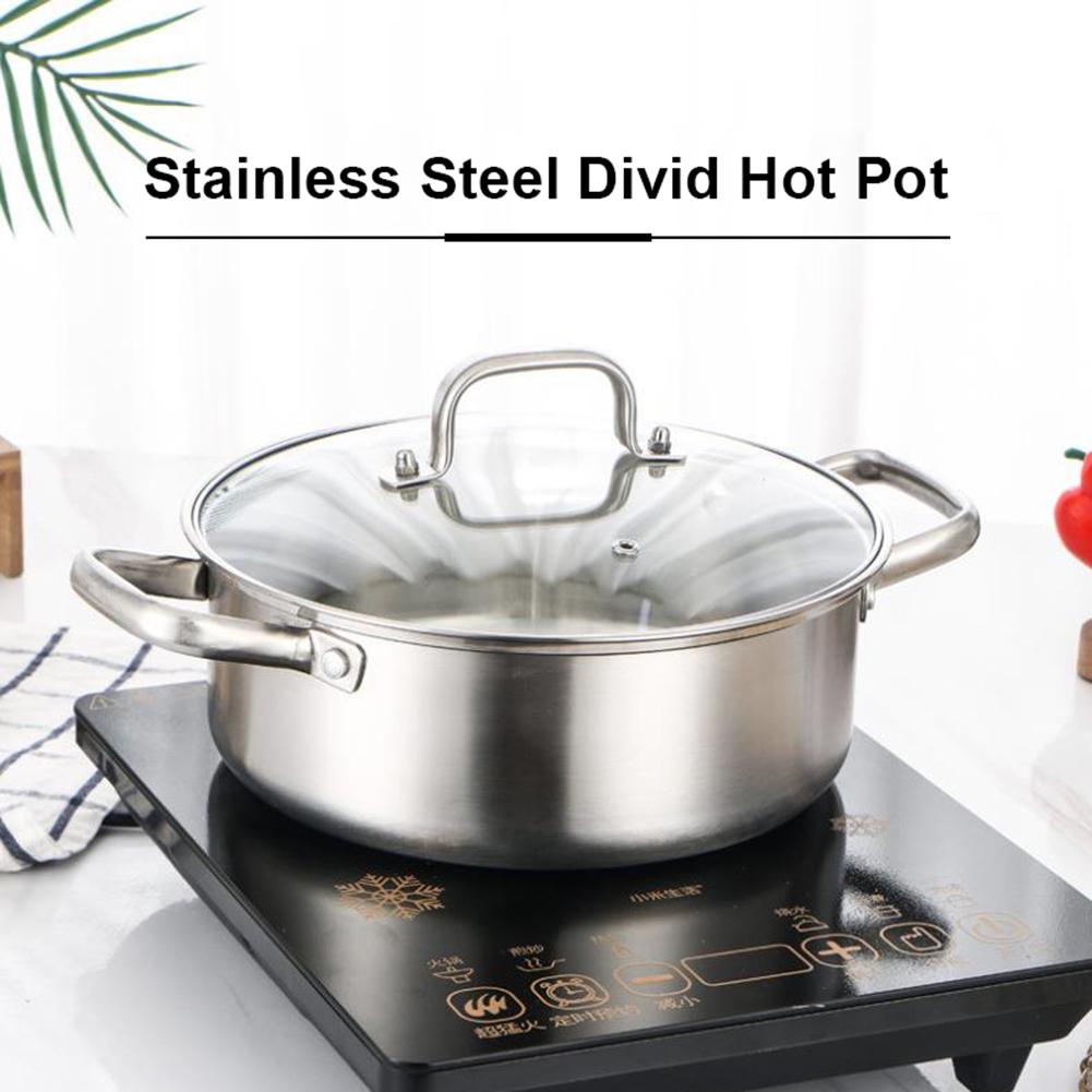 304 Stainless Steel Twin Divided Pot Cooking Soup Pot Kitchen Utensils Single-Layer Compatible Soup Stock Pots Home Tools