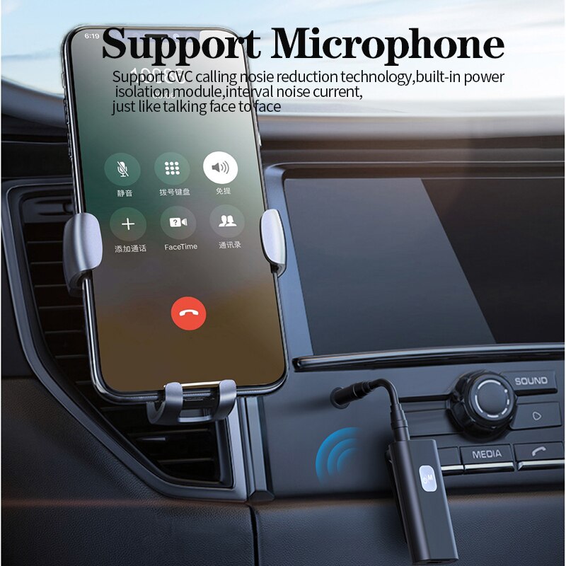 VAORLO SR11 Bluetooth 5.0 Audio Receptor Portable Wireless Adapter 3.5mm AUX Jack Support TF Card With Mic For Earphone Speaker