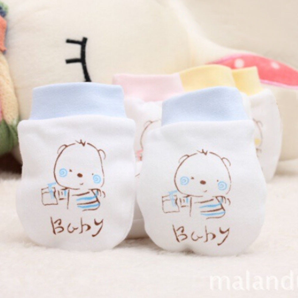 1 Pairs Toddler Cute Cartoon Bear Print Baby Infant Boys Girls Anti Scratch Mittens Soft Gloves Baby Kids Gloves Варежки Детские