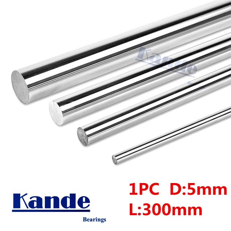 Kande Bearings 1pc d: 5mm 3D printer rod shaft 5mm linear shaft chrome plated rod shaft CNC parts 300mm chrome hardened rod