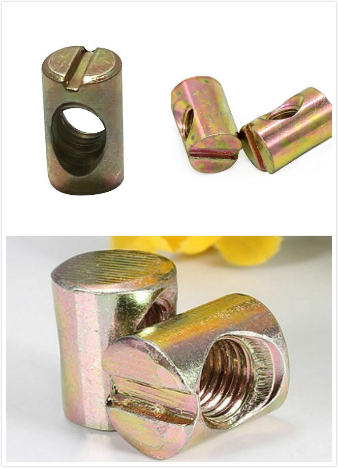 10pcsm6 slotted / Phillips barrel nut bolt cross pin slotted hammer embedded nut bed chair furniture color galvanized