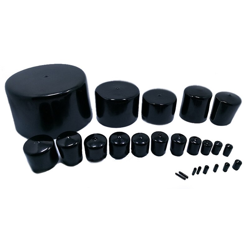 100PCS Black Vinyl Rubber Round End Cap PVC Plastic Cable Wire Waterproof Cover Steel Pole Tube Pipe Thread Protection Caps: 22mm x 25mm