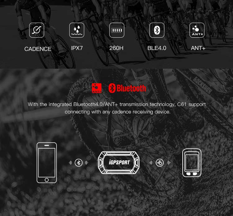 iGPSPORT C61 Cadence Sensor ANT+ Bluetooth Wireless 9.5g for GPS Cycling Computer compatible GARMIN Bryton iGPSPORT 37*36*10mm