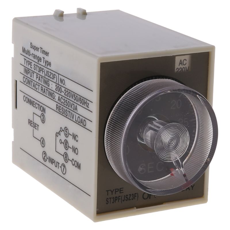 ST3PF Power Off Timer Delay Relay 220V Delay 0-5MIN Contact Rating AC 250V 3A: Default Title