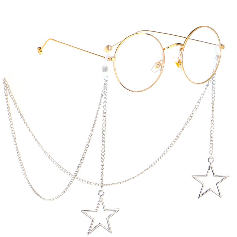 Vrouwen Elegante Parel Shell Anti-Slip Ketting Brillen Houder Lanyard Ketting Zonnebril Ketting Lenzenvloeistof Lanyard Riem: Star Silver