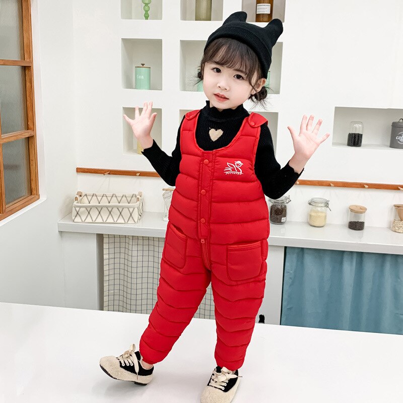 Olekid vinter bebis pojkar overaller tjocka varma dun bomull baby girl jumpsuits 1-5 år barn overall barn småbarnsbyxor