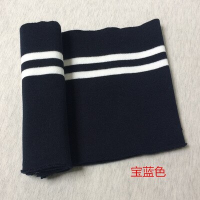 Puños a rayas de algodón, 15x95CM, 670gsm, tejido de punto elástico a rayas para escote, chaqueta de invierno, accesorios de ropa: NavyDoubleWhite