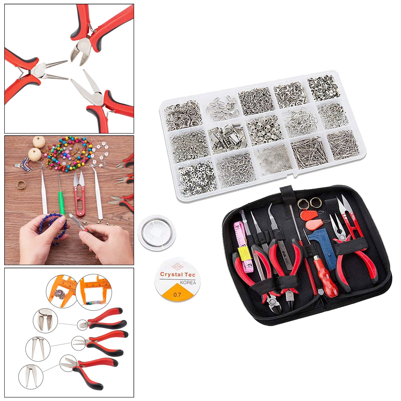 Jewelry Making Kit Jewelry Findings Starter Kit Jewelry Beading Making Repair Tools Kit Jewelry Pliers Beads Wire Starter Tool