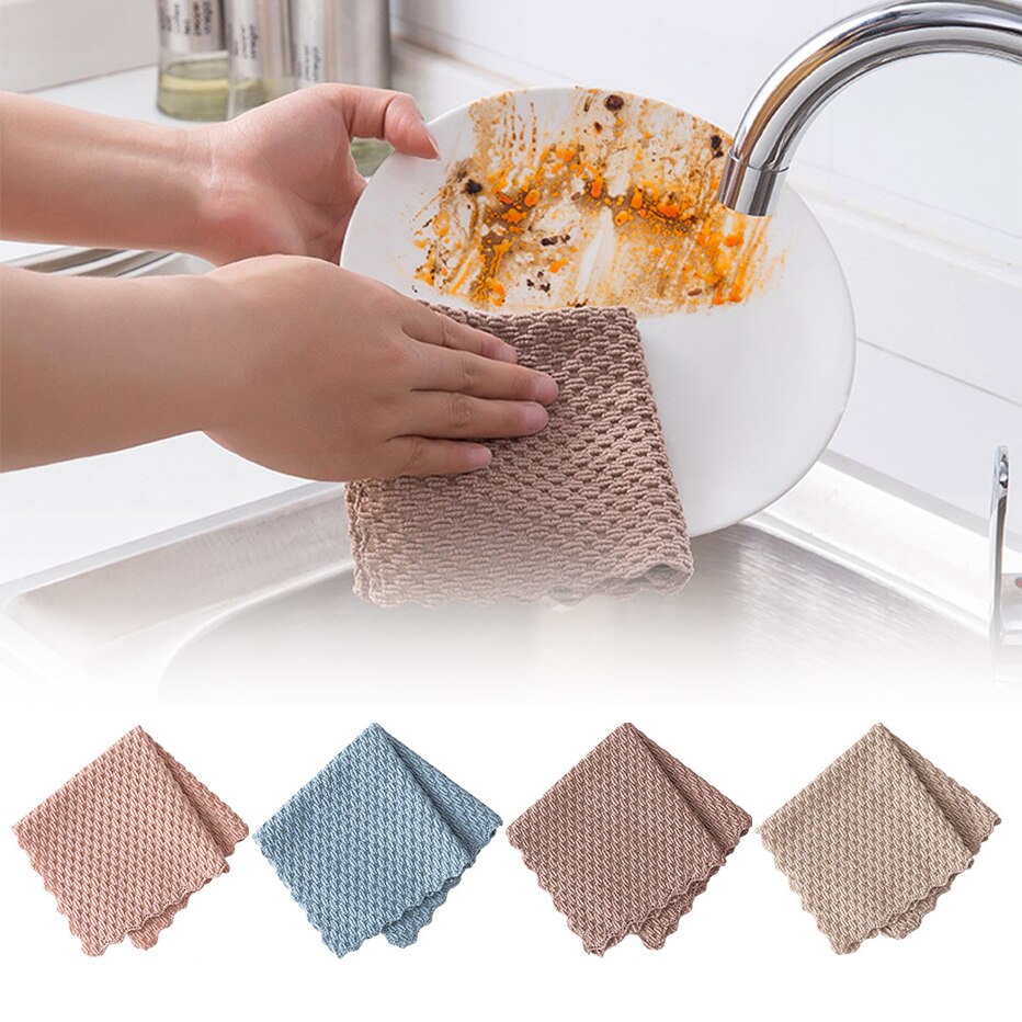 3/5pcs Efficient Cleaning Cloth Super Soft and Absorbent Dish Rags Household and Commercial Use Clean Cloths