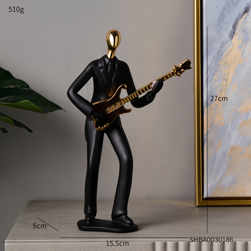 Home Decoration Accessories Modern Human Figurines Living Room Decor Character Resin Abstract Sculpture Office Desk Decorative: 27cm-Guitar