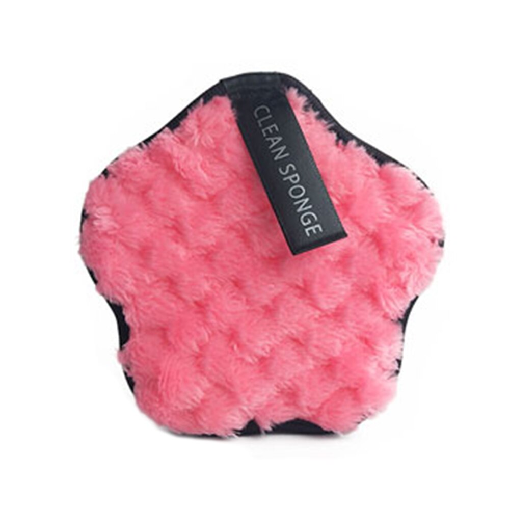 Reusable Face Cleaner Puff Skin Cleaning Tool Star Shape Makeup Removal Sponge Reusable Cleansing Makeup Sponge: Pink