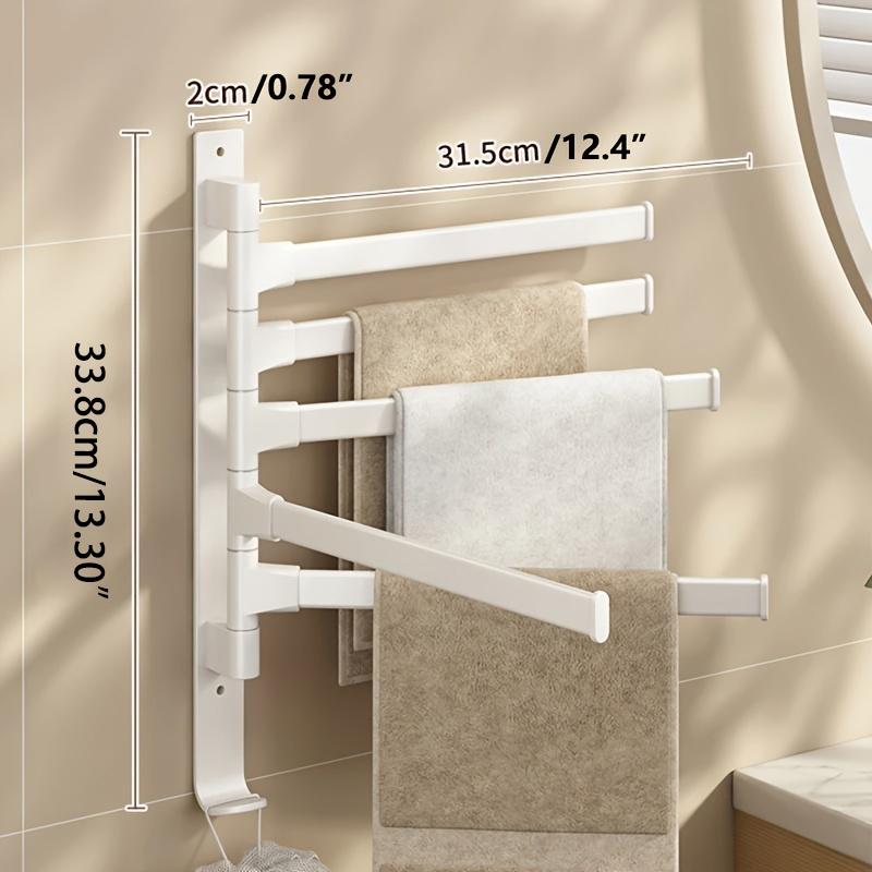 Bathroom Towel Rack Rotatable Towel Holder Space Aluminum 2/3/4/5-Bar Towel Hanger Kitchen Shelf Paper Hanging Wall Mounted: green