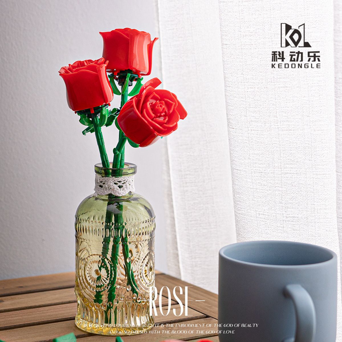 Edificio eterno pareja de rosas 3D rojo/rosa/azul rosa juguetes ramo amor decoración del hogar Día de la madre de cumpleaños del Día de San Valentín
