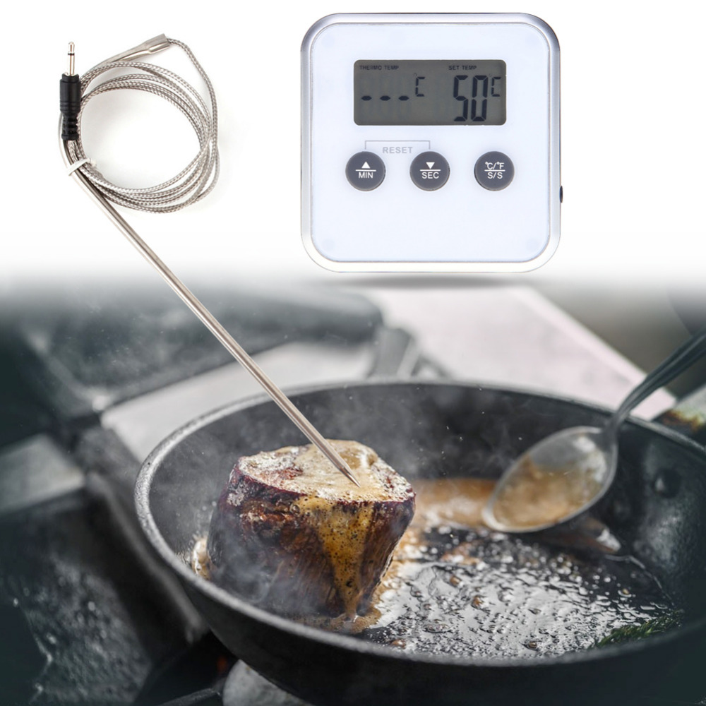 Termometro elettronico Timer Cucina a base di Carne di Tester del Calibro di Temperatura con Sonda di Cottura BARBECUE Termometro Da Cucina Strumenti di Temperatura