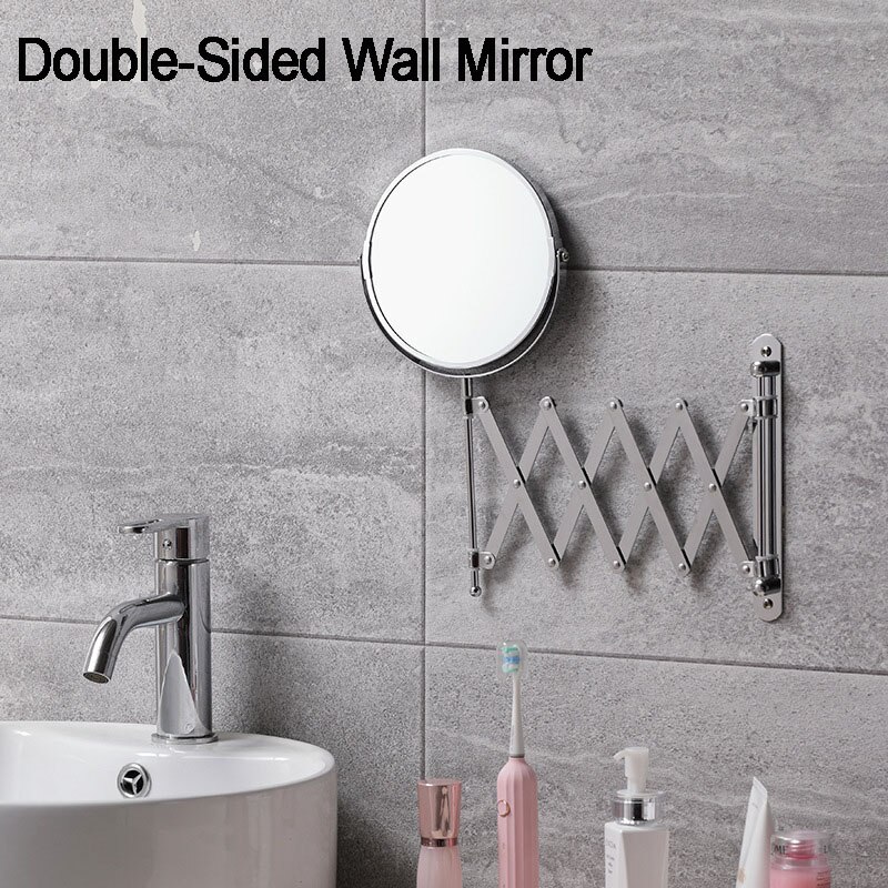 Miroir de salle de bain, miroir de vanité mural avec grossissement 3X ou 5X, miroir de maquillage Double face, pivotant à 360 °, bras pliable