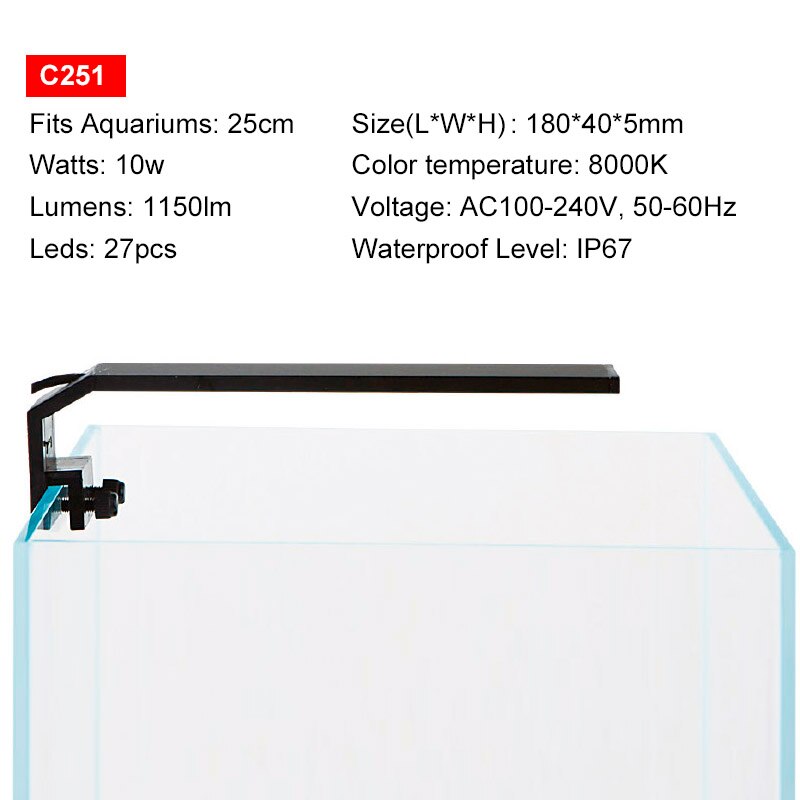 Chihiros – éclairage d'aquarium série C LED, lampe d'aquarium à spectre complet, étanche IP67, pour plantes, pêche, 110V-240V: C251