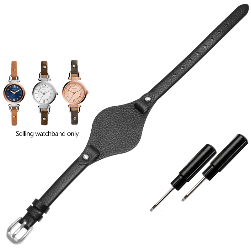 Correa de reloj de cuero de , 8mm, especial para correa femenina fósil ES3077 ES2830 ES3262 ES3060 ES4119 ES3148, pulsera Wonmen: Red black