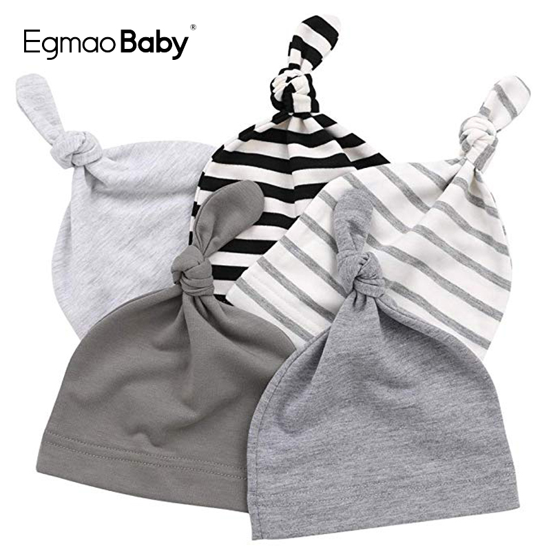 Chapeaux noués en coton pour bébés, bonnets de sommeil unisexes pour garçons et filles, jolis chapeaux de bébé ajustés pour -nés, 100%