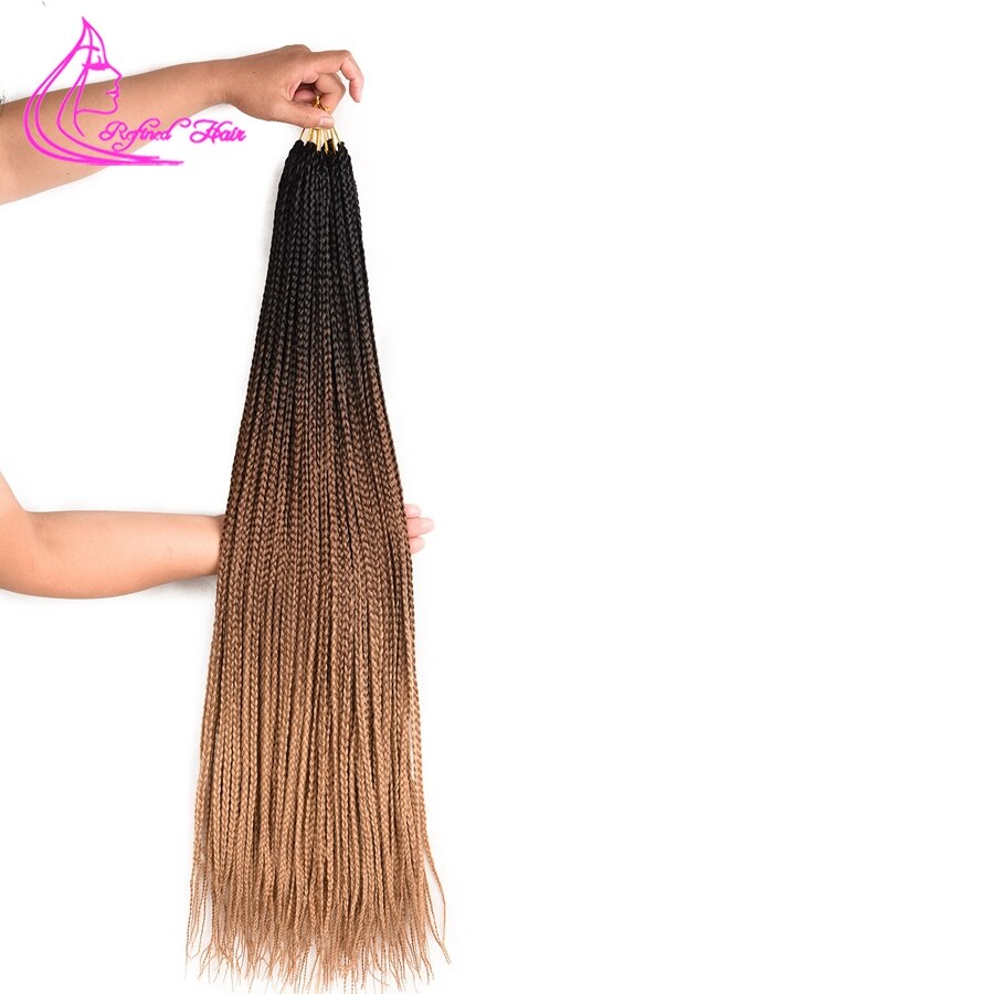 Crochet Braids Long Box Braid Ombre Synthetic Braiding Hair extensions High Temperature Fiber braided Hair 22 strands/pc