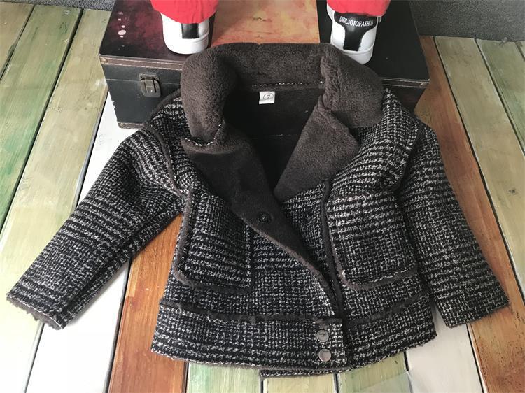 Barn pojkar ylle jackor småbarn vinterkläder baby pojkar kavaj rutigt sammet tjock jacka rockar småbarn ytterkläder