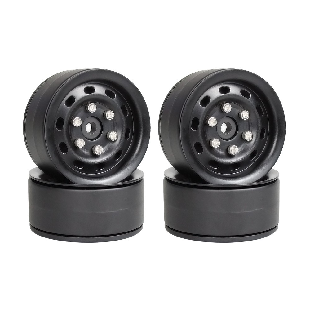 4 PCS Metal Beadlock 1.9 Wheel Rim for 1/10 RC Rock Crawler Traxxas TRX-4 Axial SCX10: Black