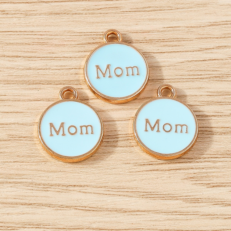 10 Uds. De colgantes con letras esmaltadas de colores para mamá, 11x14mm, para hacer joyas, pendientes, collares, pulseras, suministros para manualidades DIY: orange