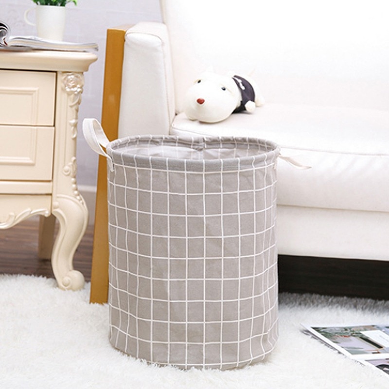 Laundry Organizer Basket Canvas Waterproof Large Capacity Laundry Hamper Dirty Clothes Storage Bag Toy Home Storage Bin 34x40cm