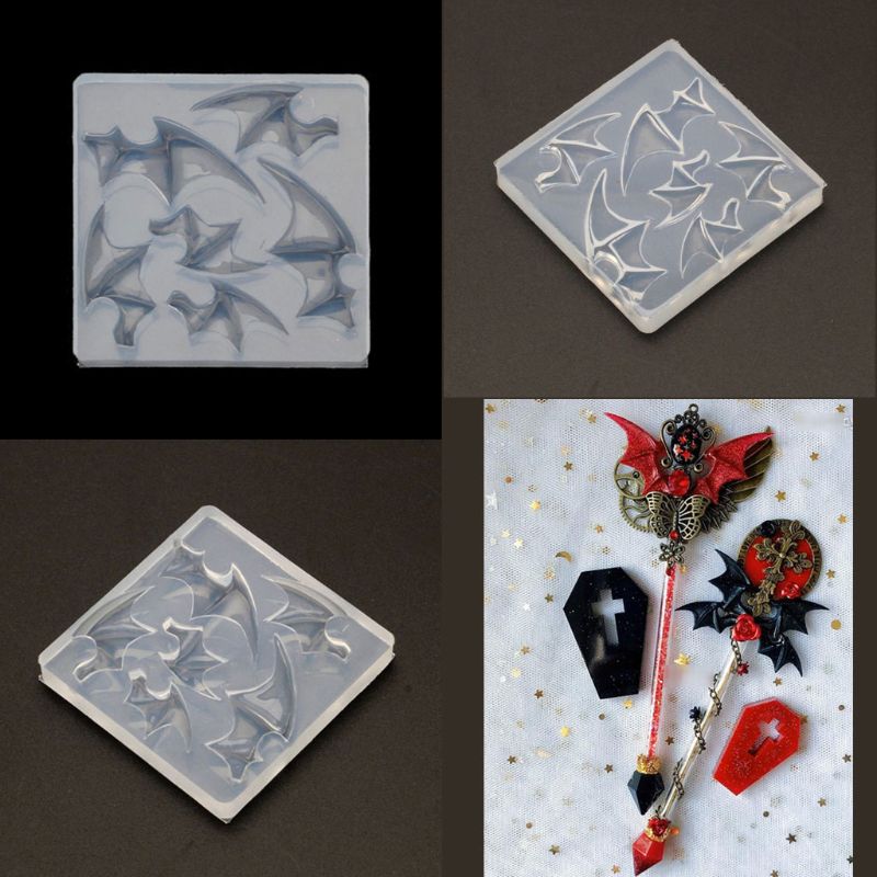 Varitas mágicas de 3 uds., pinzas para el pelo con de Alas del diablo, varita de bruja Molde de resina de silicona, juego de moldes de resina epoxi