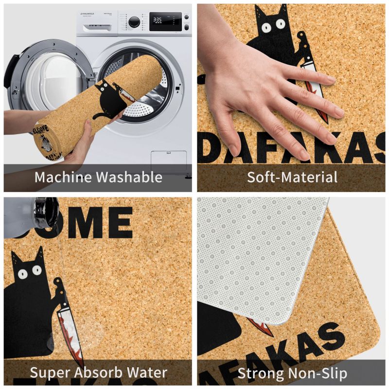 Brauch willkommen Madafakas Schwarz Katze mit Kinfe Fußmatt Anti-Rutsch Küche Badezimmer matt Wohnzimmer Tür Boden Eingang Teppich Teppich