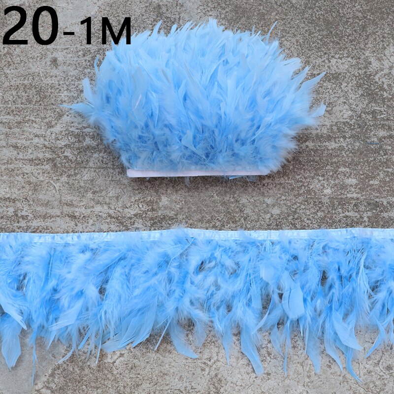 Ruban de plumes doux sans perte, 1m, 20 couleurs, bricolage artisanat jupe robe vêtements chaussures décoration couture bijoux accessoires: 20
