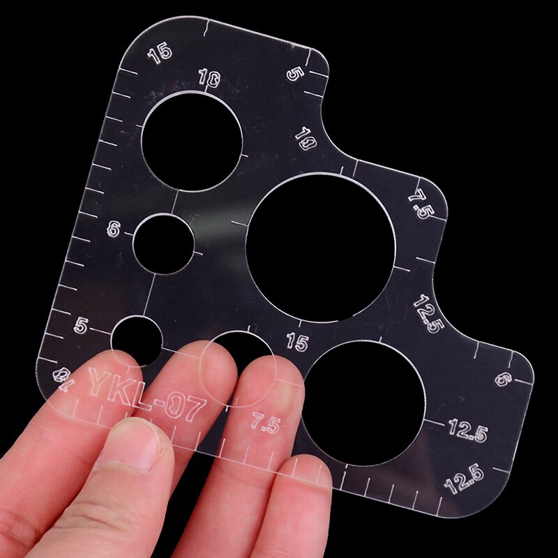 Regla de acrílico redondeada R Rules, herramienta de suministro DIY, plantilla de tamaño completo para regla de dibujo de de estilo de cuero hecho a mano, 1 Uds.