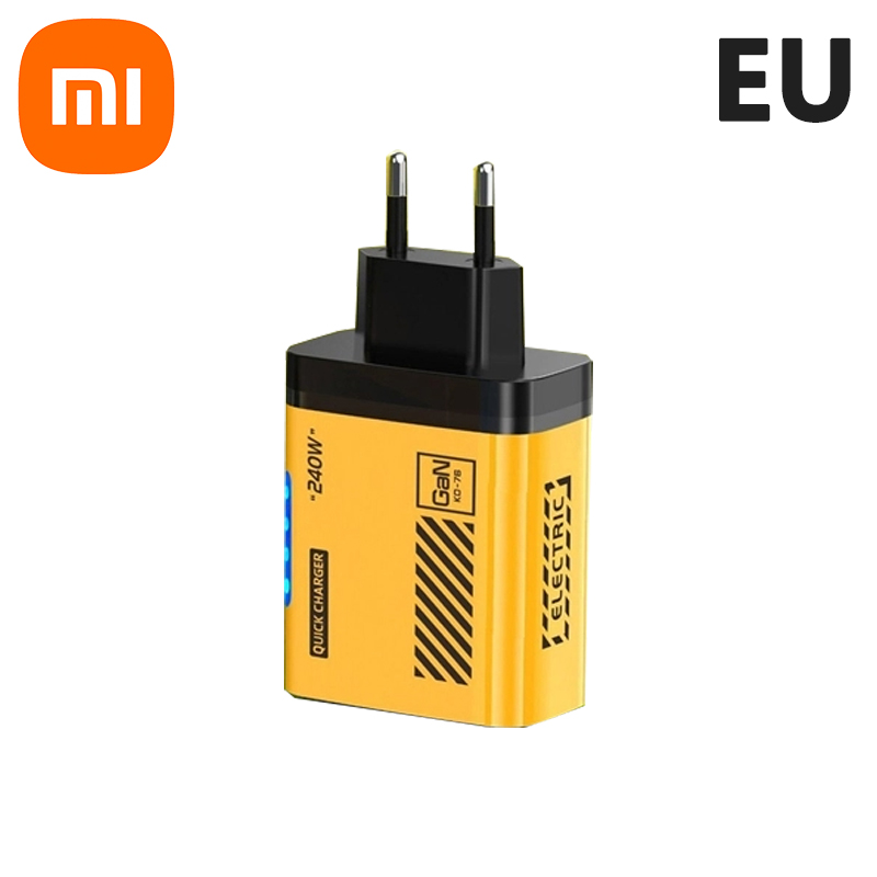 Xiaomi 240W Fast Charging Multi Port Charger 2usb+3 Type C 240W With Light Phone Gan Charging Head For Iphone 16 15pro Adapter: DE