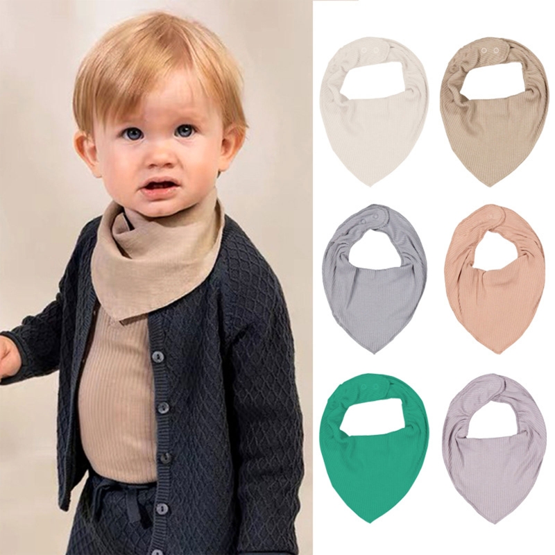 57EE Baby Feeding Drool Bib Saliva Towel Triangle Scarf Bandana Soft Cotton Bib Adjustable Snap Button Burp Cloth for Newborn